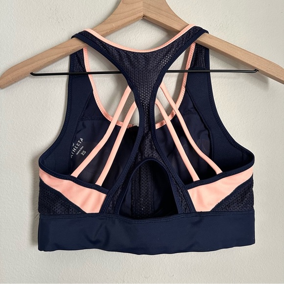 Athleta Trissential Crop Leggings & sports bra set Colorblock Blue/Peach - Picture 7 of 12